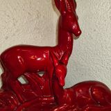 Earthenware sculpture of Saint Clement representing antelopes signed Charles Lemanceau