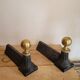 Pair of cast iron and brass chenets