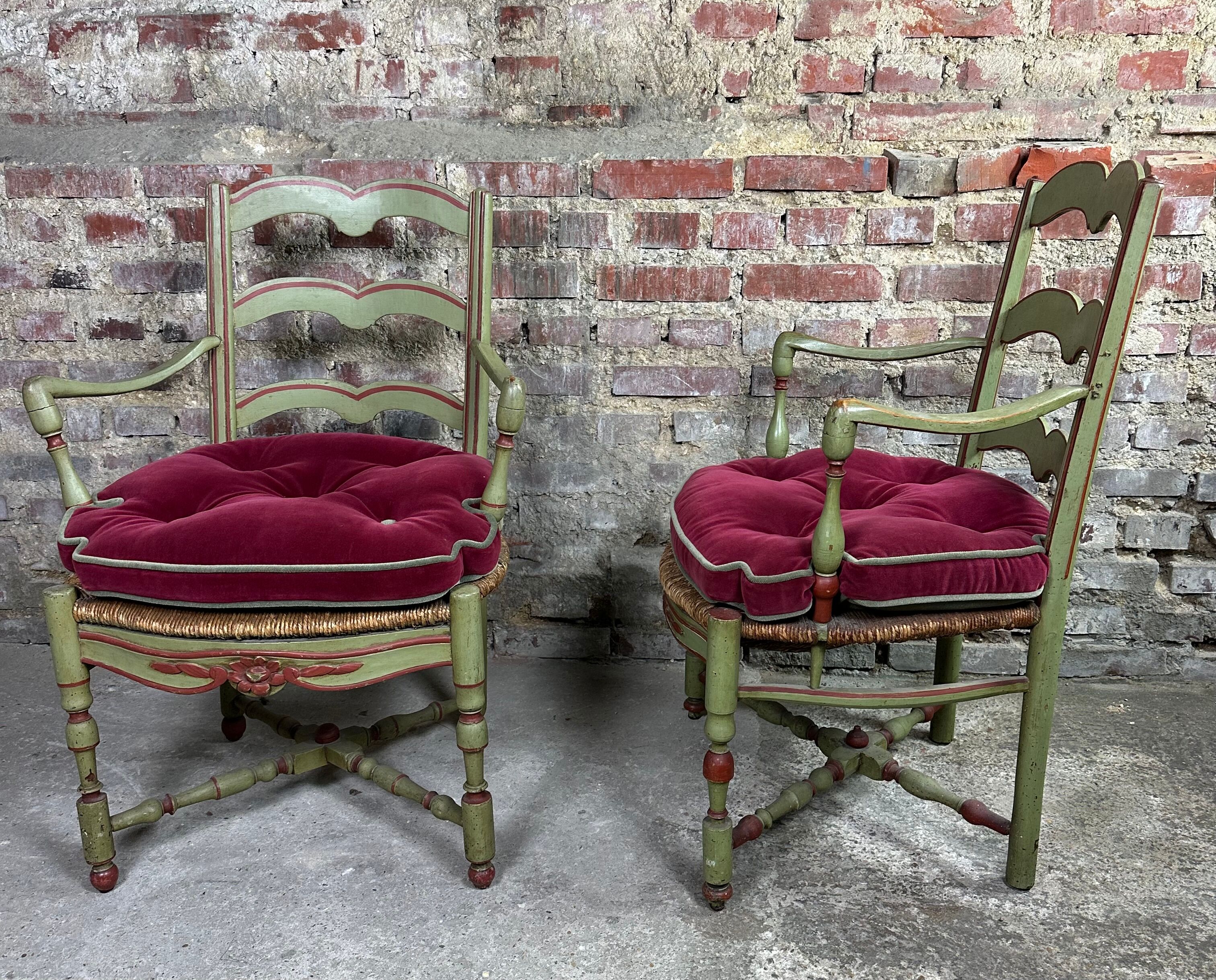 Pair of provençal straw armchairs late nineteenth