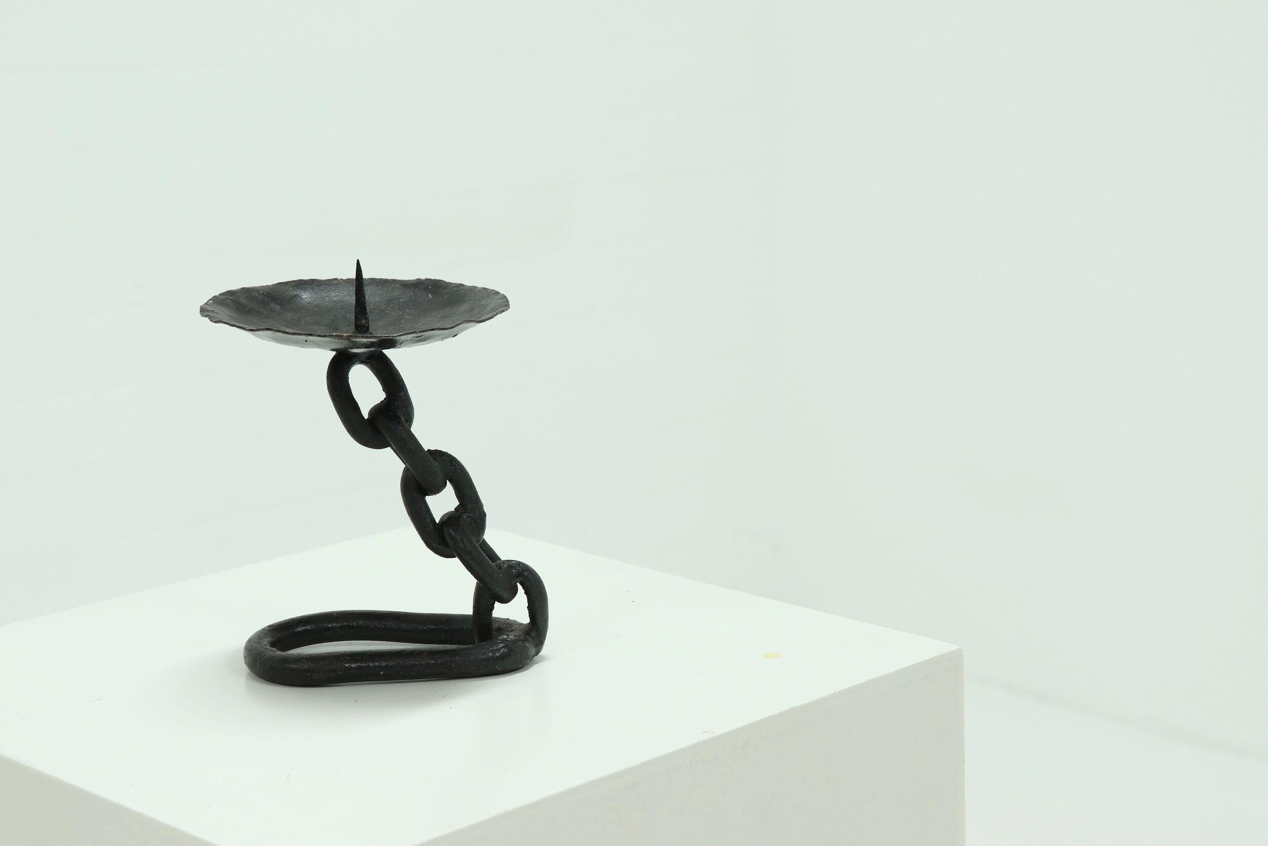 Brutalist Wrought Iron Candle Holder 1970s