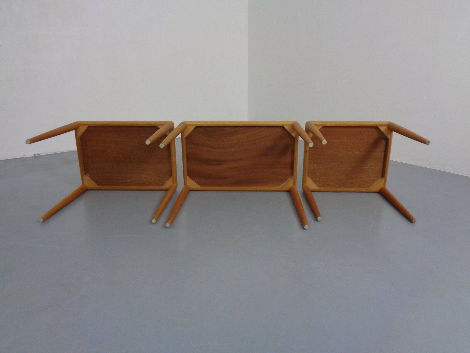 Danish Oak Nesting Tables by H.W. Klein for Bramin, 1960s, Set of 3