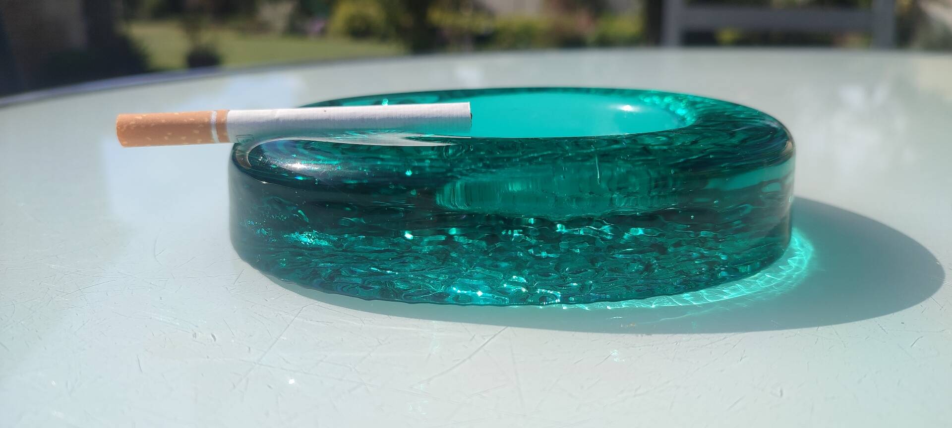 Kosta Boda art ashtray solid glass emerald circa 1970