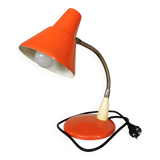 Vintage Orange Gooseneck Desk Lamp: 1970s Industrial Table Light
