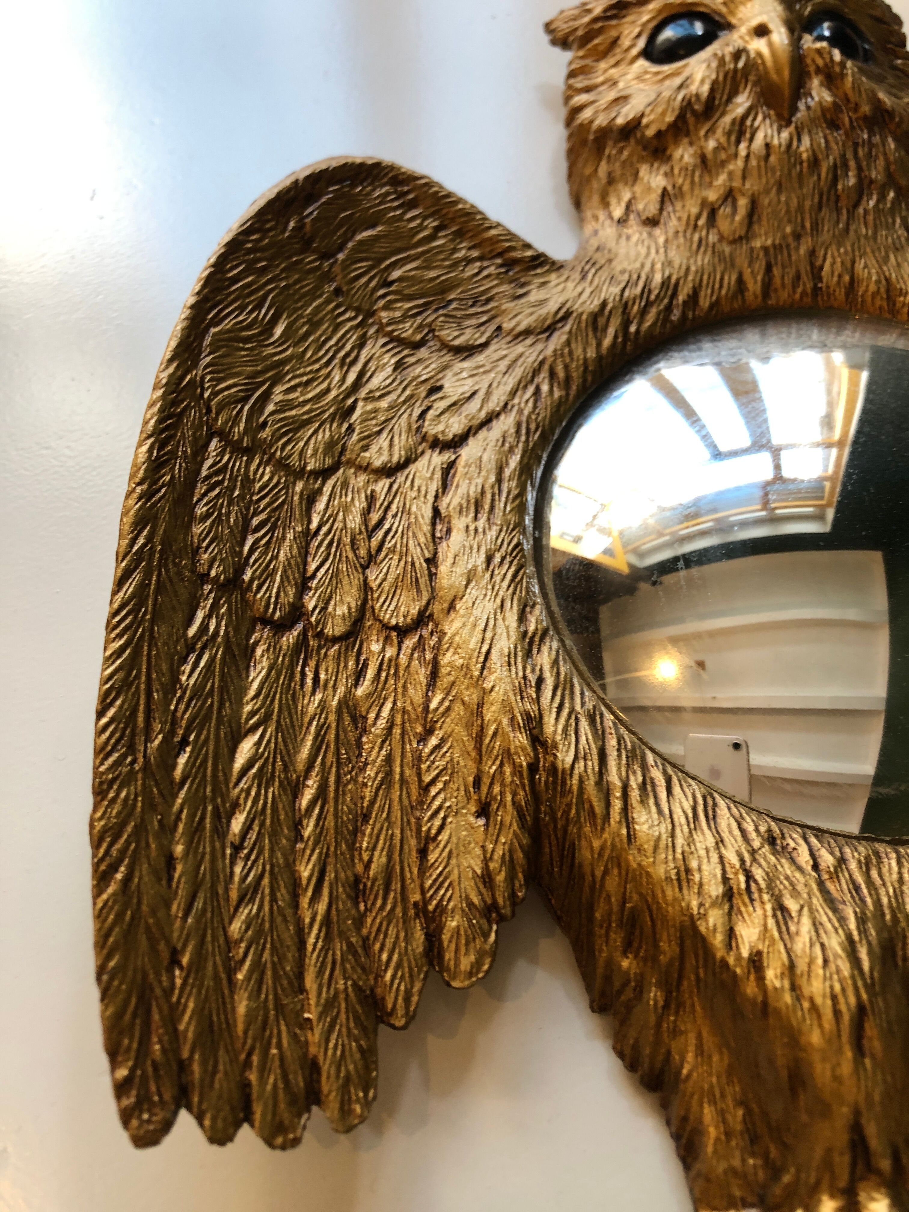 Witch mirror shape vintage owls 28x38cm