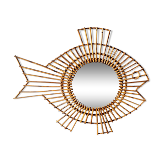 rattan mirror fish anthem 60 56 x 67 cm