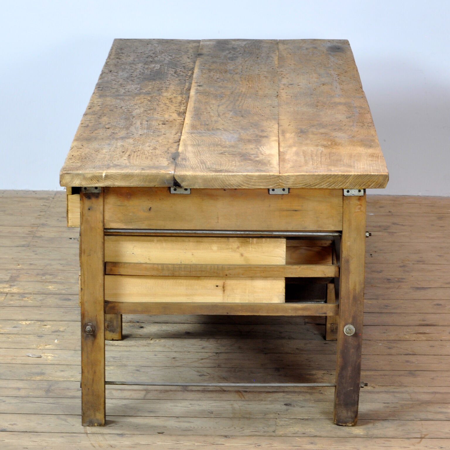 Industrial Wooden Worktable, 1980's