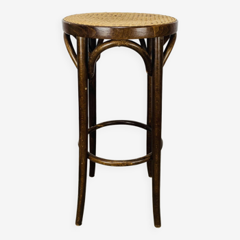 Tabouret de bar bistrot cannage et bois courbé