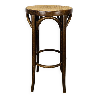 Tabouret de bar bistrot cannage et bois courbé