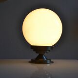 Art Deco table lamp with white opaline glass globe