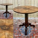 Pedestal table XIXth in walnut and marquetry