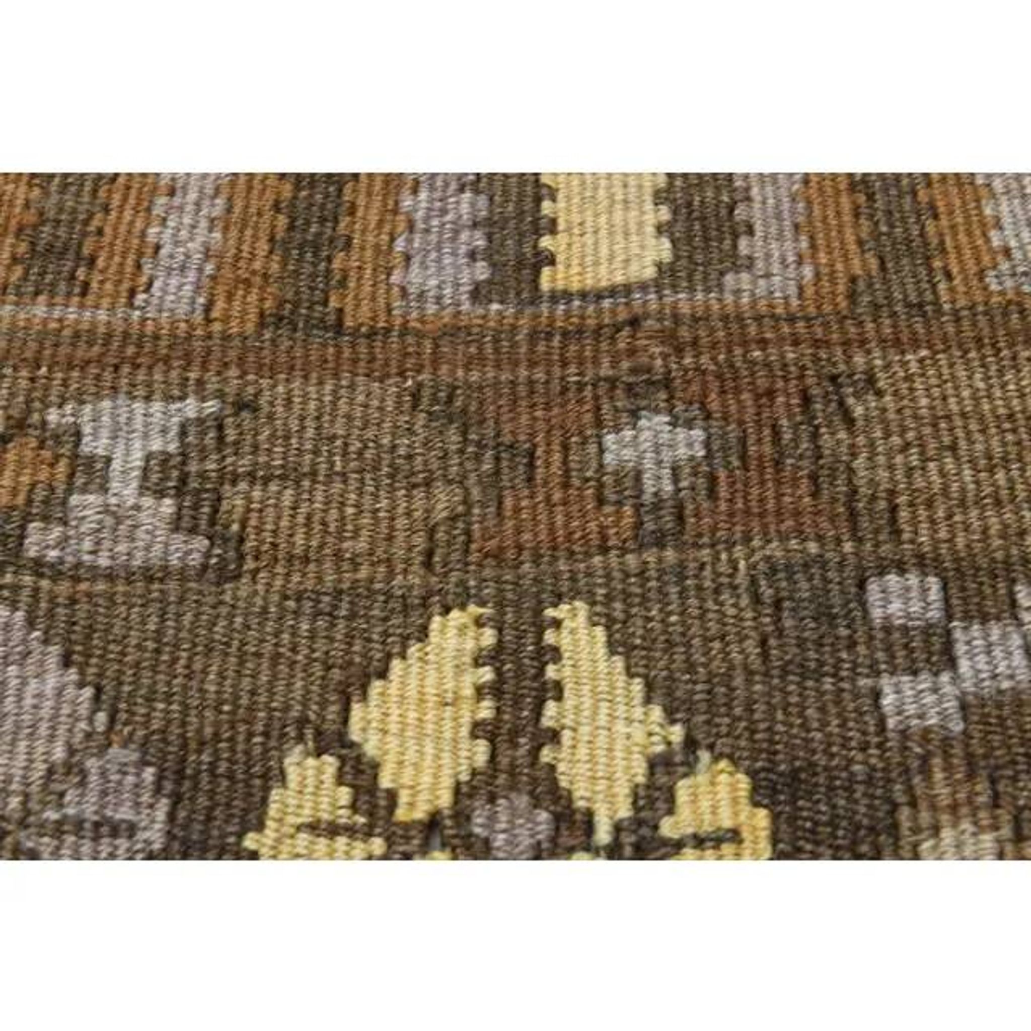 1970s Vintage Turkish Hand-Knotted Wool Cotton Brown Runner Rug 150x390