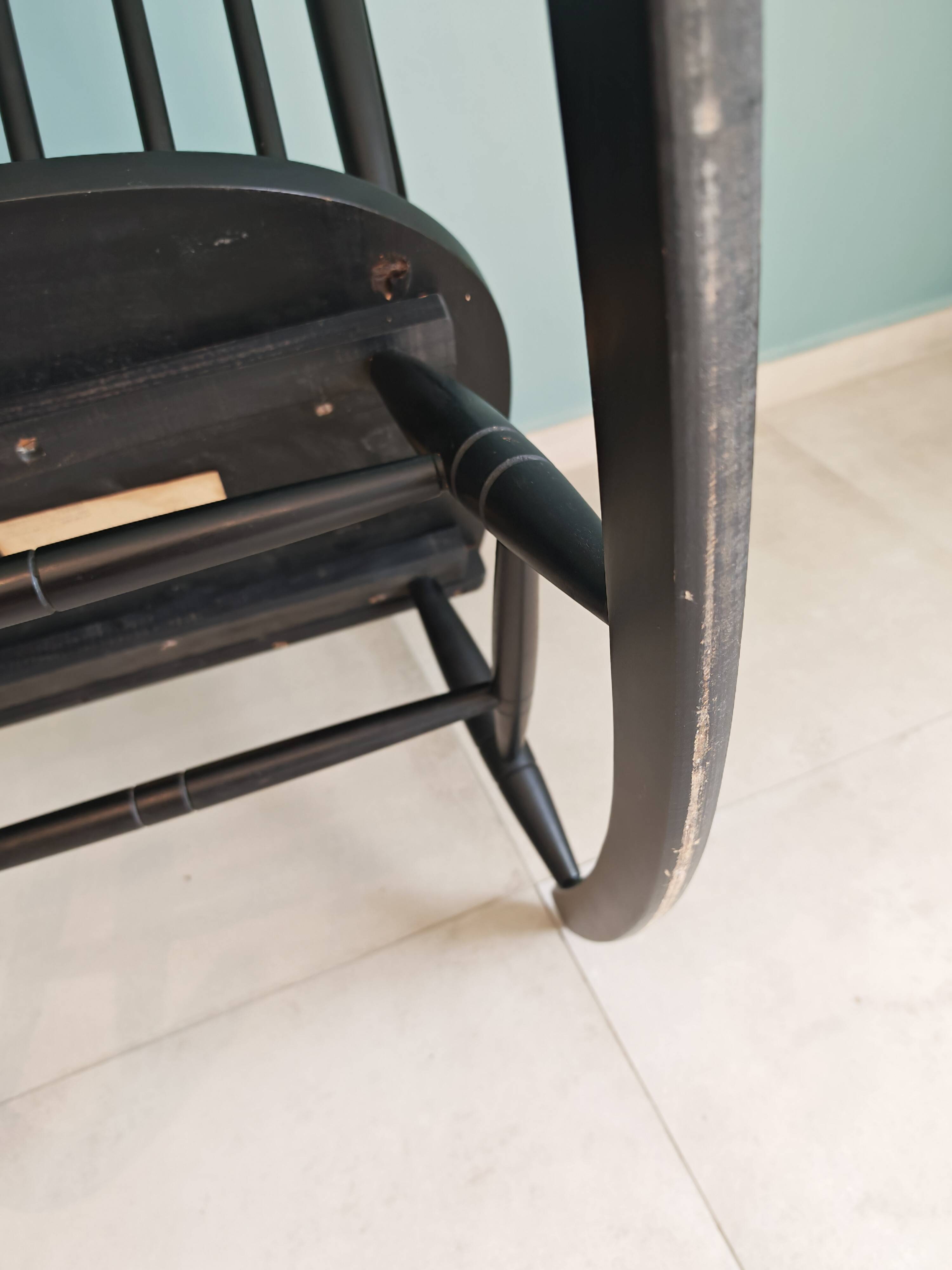 Rocking Chair Black Wood Vintage 1960 — Scandinavian Style