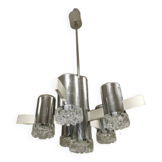 Design chandelier SCIOLARI . Vintage lamp 70s space age