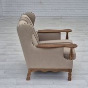 1970s, Danish armchair, furniture wool fabric, oak wood, original condition