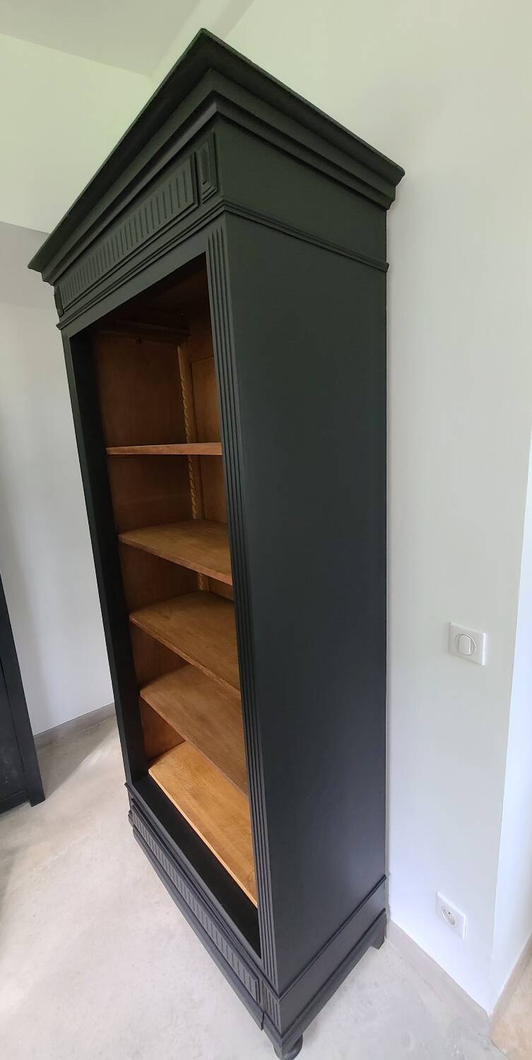 Old black oak bookcase drawer storage unit dresser shelf cabinet of curiosities