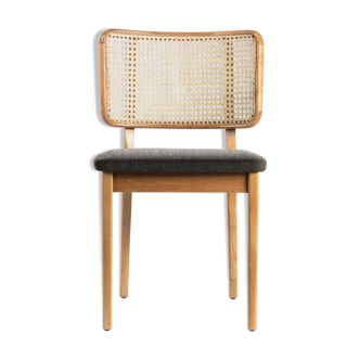Chair cannage oak armrests fabric caviar