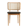 Chair cannage oak armrests fabric caviar