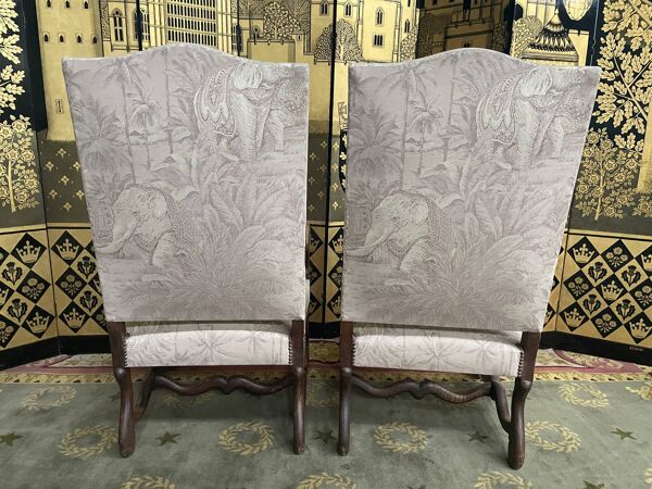 Paire de fauteuils louis xiii os de mouton