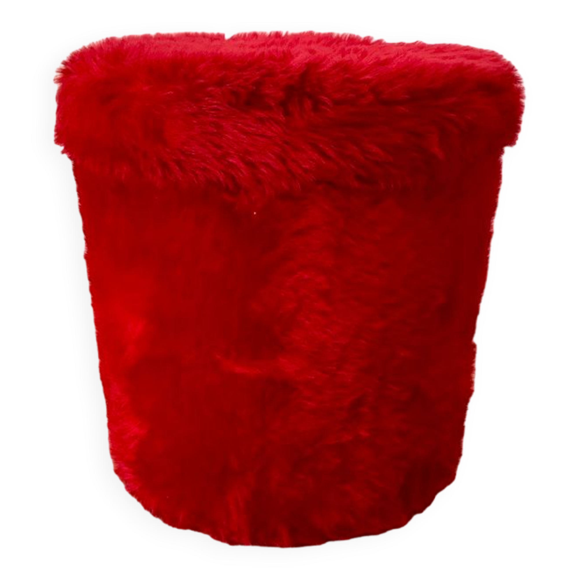 Pouf moumoute pelfran red years 60-70