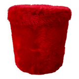 Pouf moumoute pelfran red years 60-70