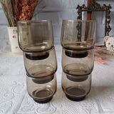 6 verres à eau Arcoroc Tivoli en verre fumé, France années 1980