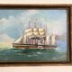 Old Oil Painting Wood Panel Great Eastern by Brunel Marine