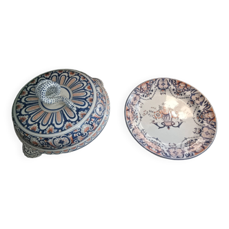 Soup tureen and old Rouen platter