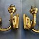 Pair of bronze wall sconces with 1940s Art Deco lampshades.