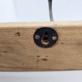 Solid teak coat hook with 2 double cast iron hooks