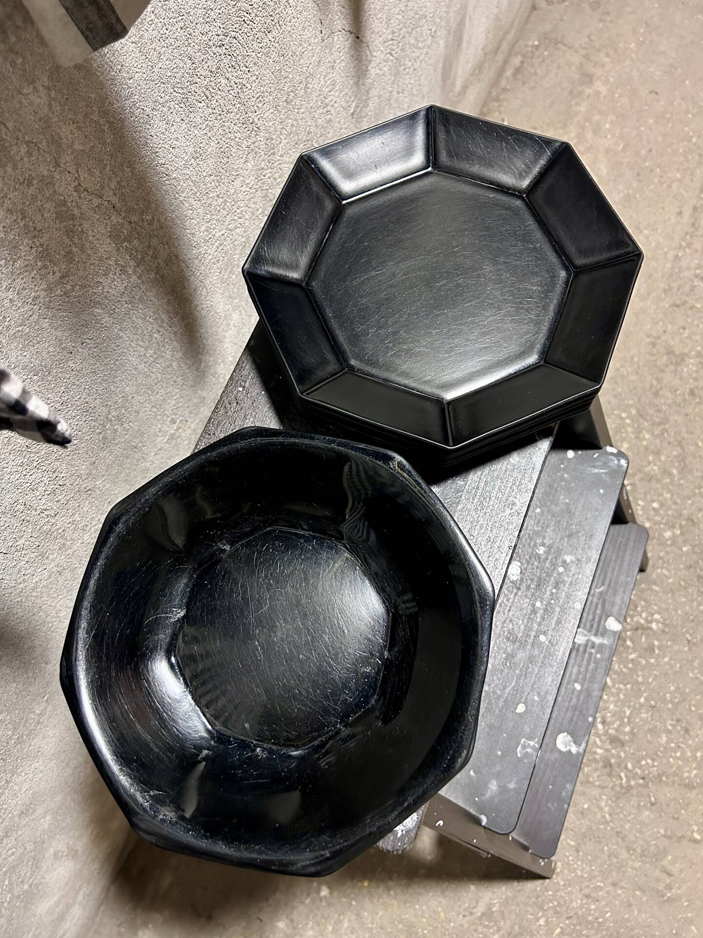 Vintage black Arcoroc plates