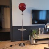 Floor lamp with tray and opaline glass globe