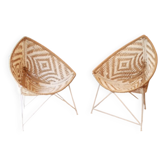 Pair of vintage armchairs "coconut"