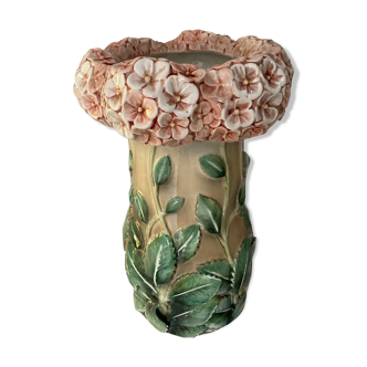 Vase en barbotine hortensias