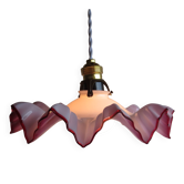 suspension with opaline pink-lilac lampshade
