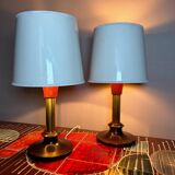70s wood metal vinyl lamps (X2)