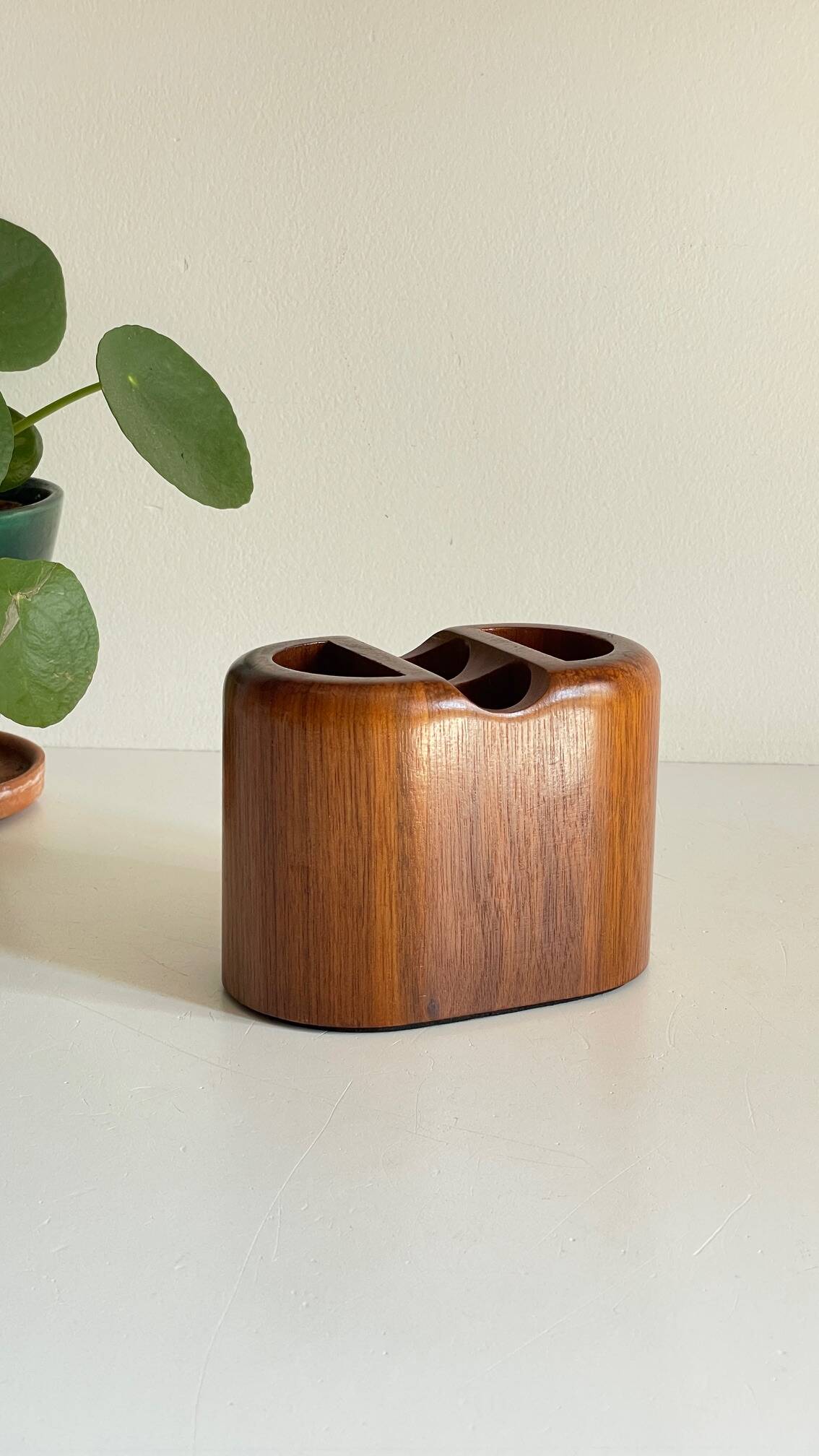 Vintage Teak Pencil Holder