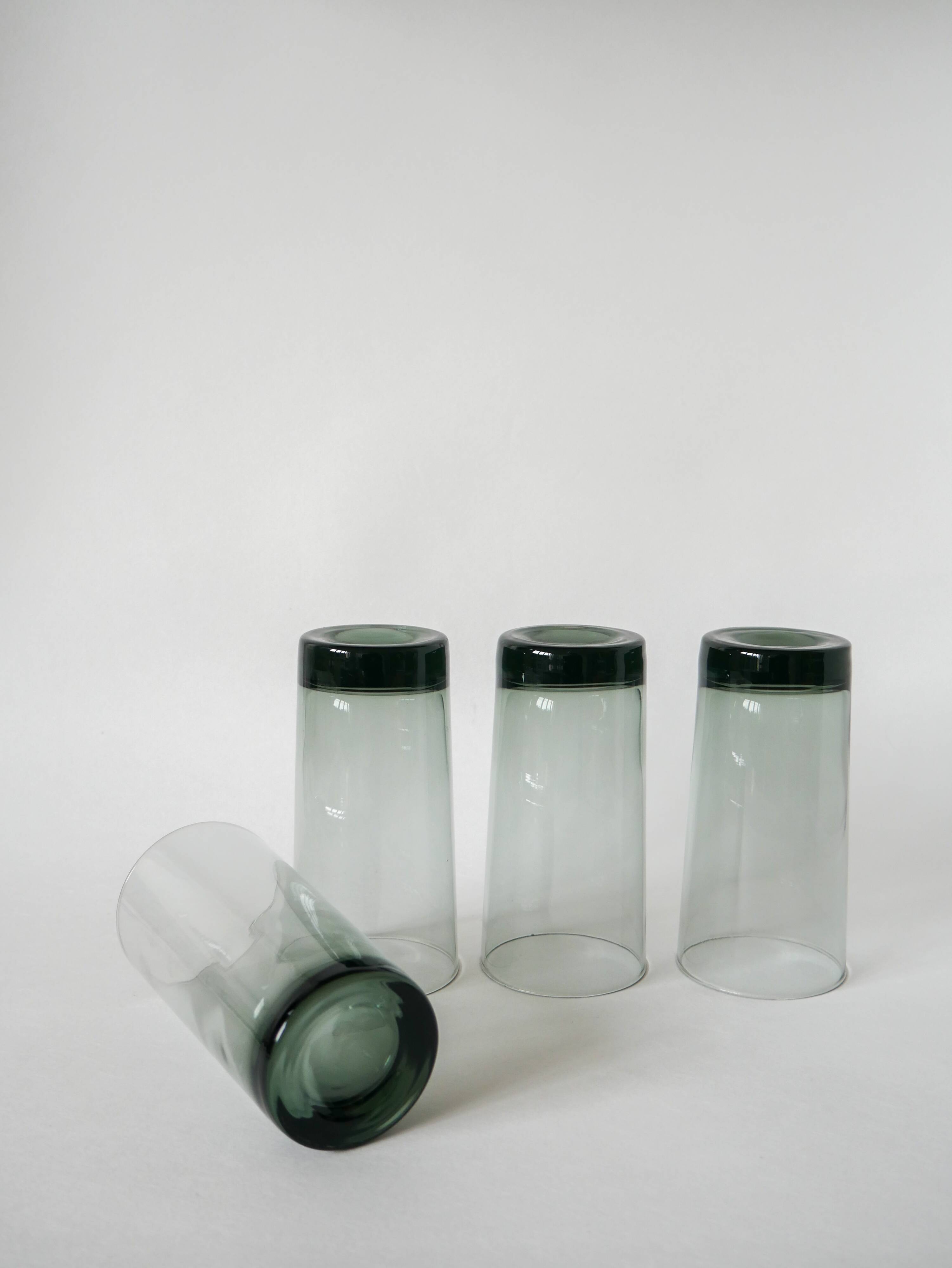 set of 4 Long Drink glasses in smoked glass Design 1970