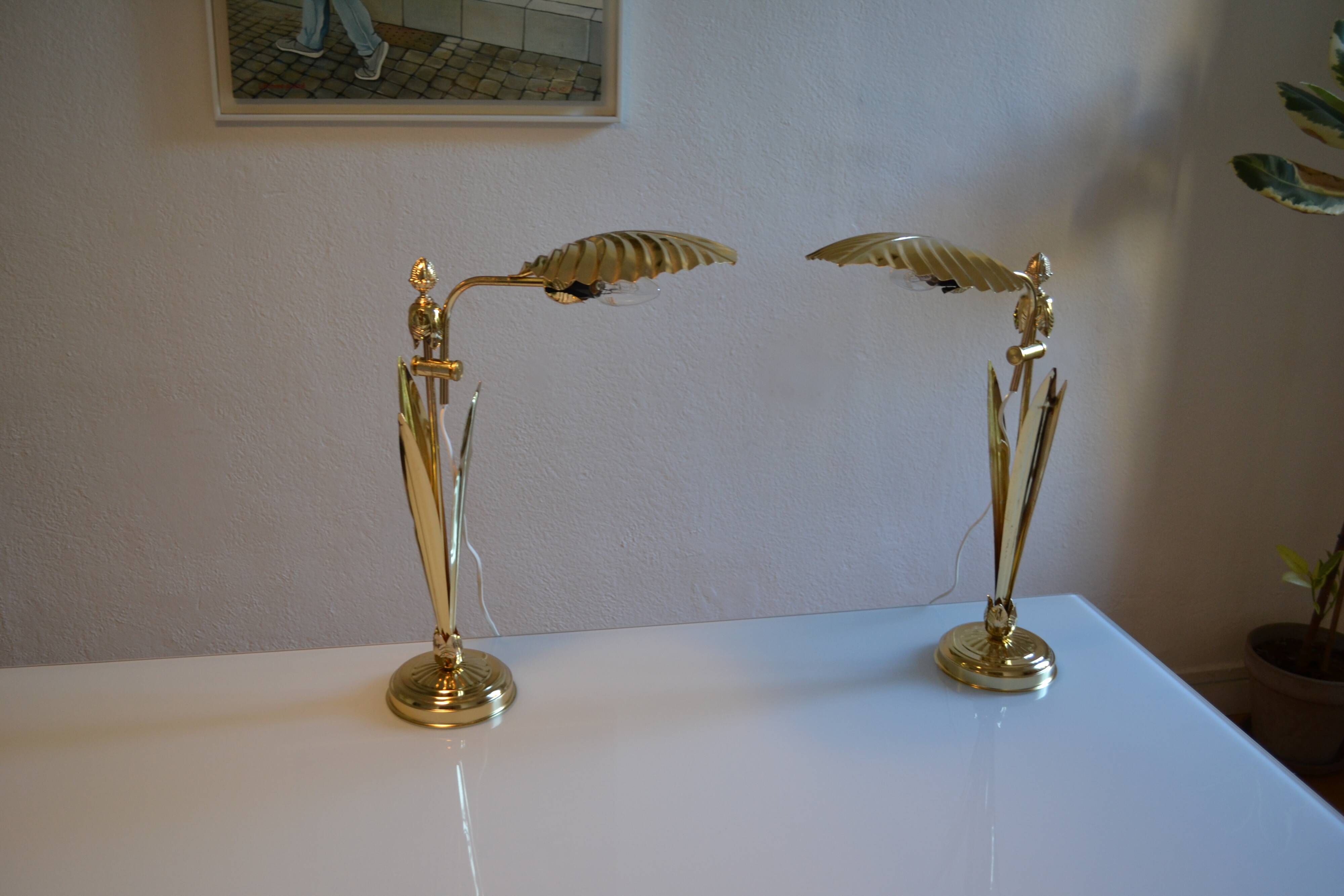 Pair of 1980s Hollywood Regency Gold Table Lamps