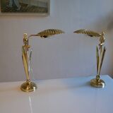 Pair of 1980s Hollywood Regency Gold Table Lamps