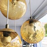 Vintage smoked glass pendant light, Parscot circa 1970.