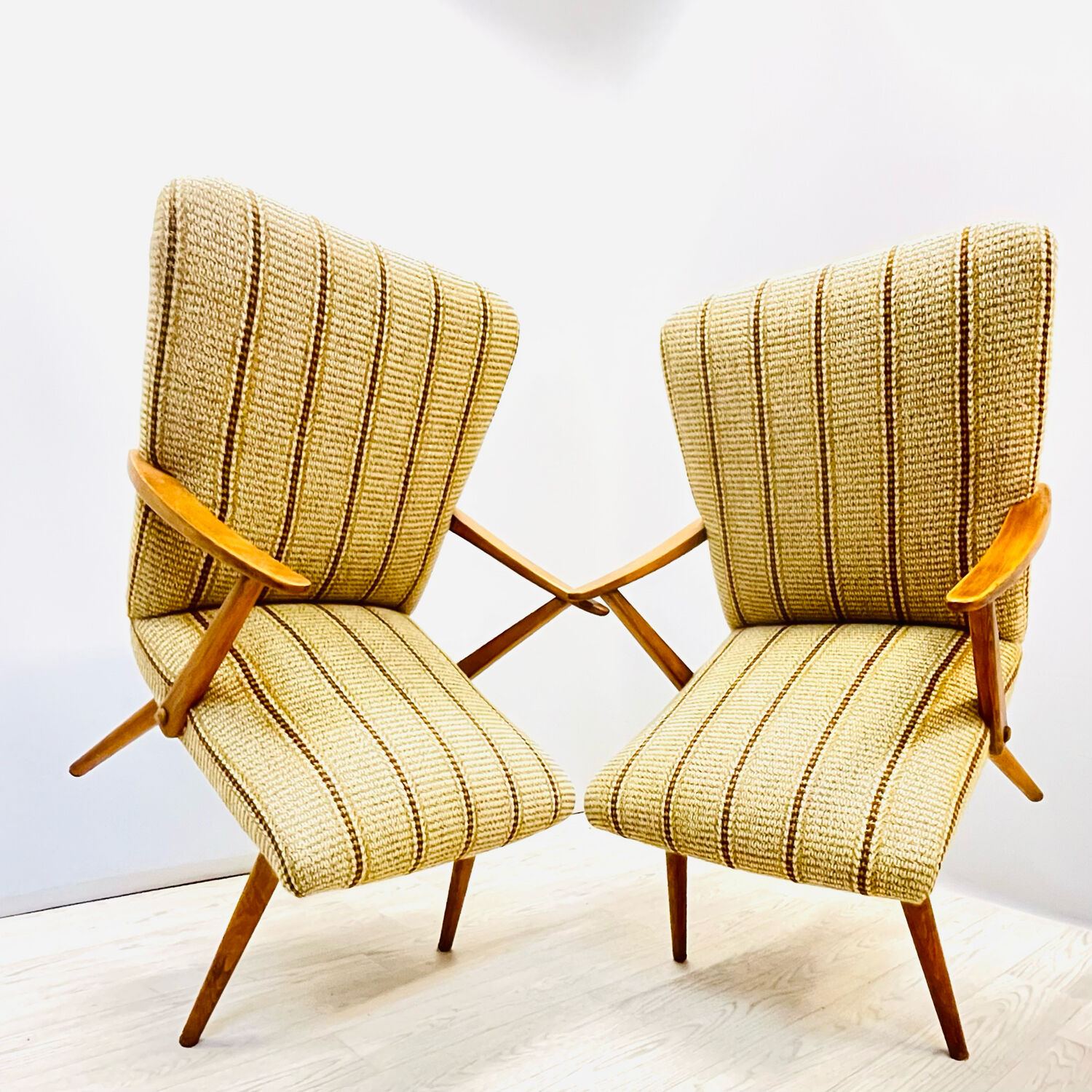 A pair vintage Cocktail chairs with stripes