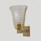 2 appliques en laiton et verre de Murano Pulegoso attribuées à Barovier & Toso