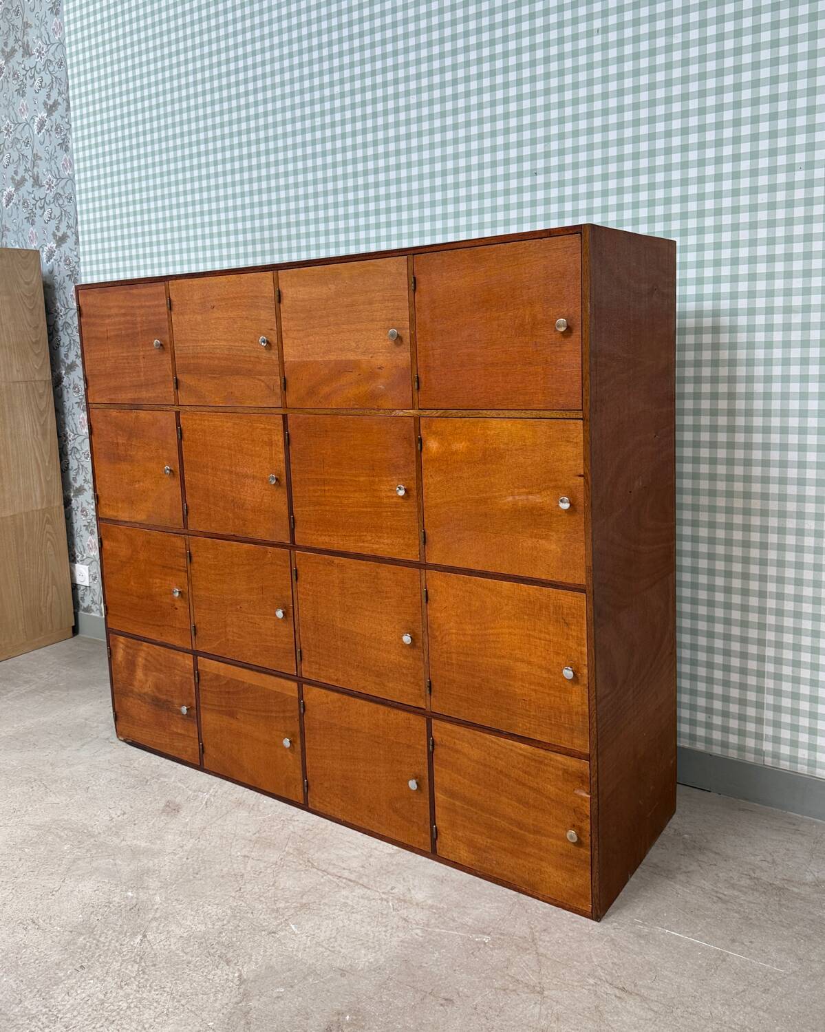 Large vintage wooden locker cabinet