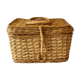 Braided rattan basket with lid, jewelry box, vintage from the 1970s