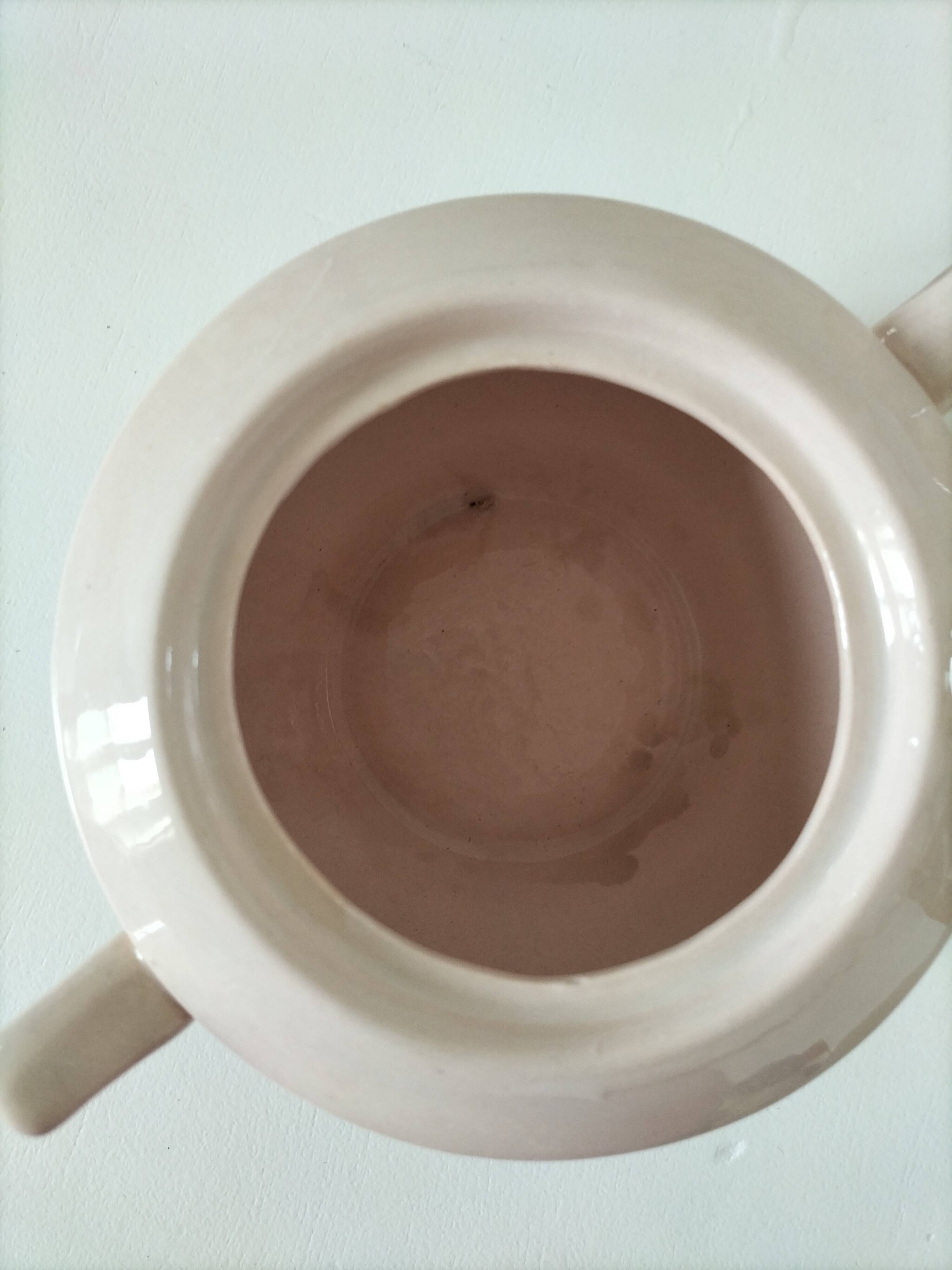 Art Deco sugar bowl and milk jug Céranord Saint-Amand pale pink