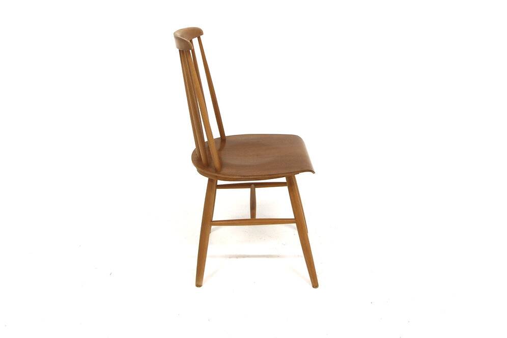 Chaise scandinave "Pinnstol" en teck et en hêtre, Suède, 1960