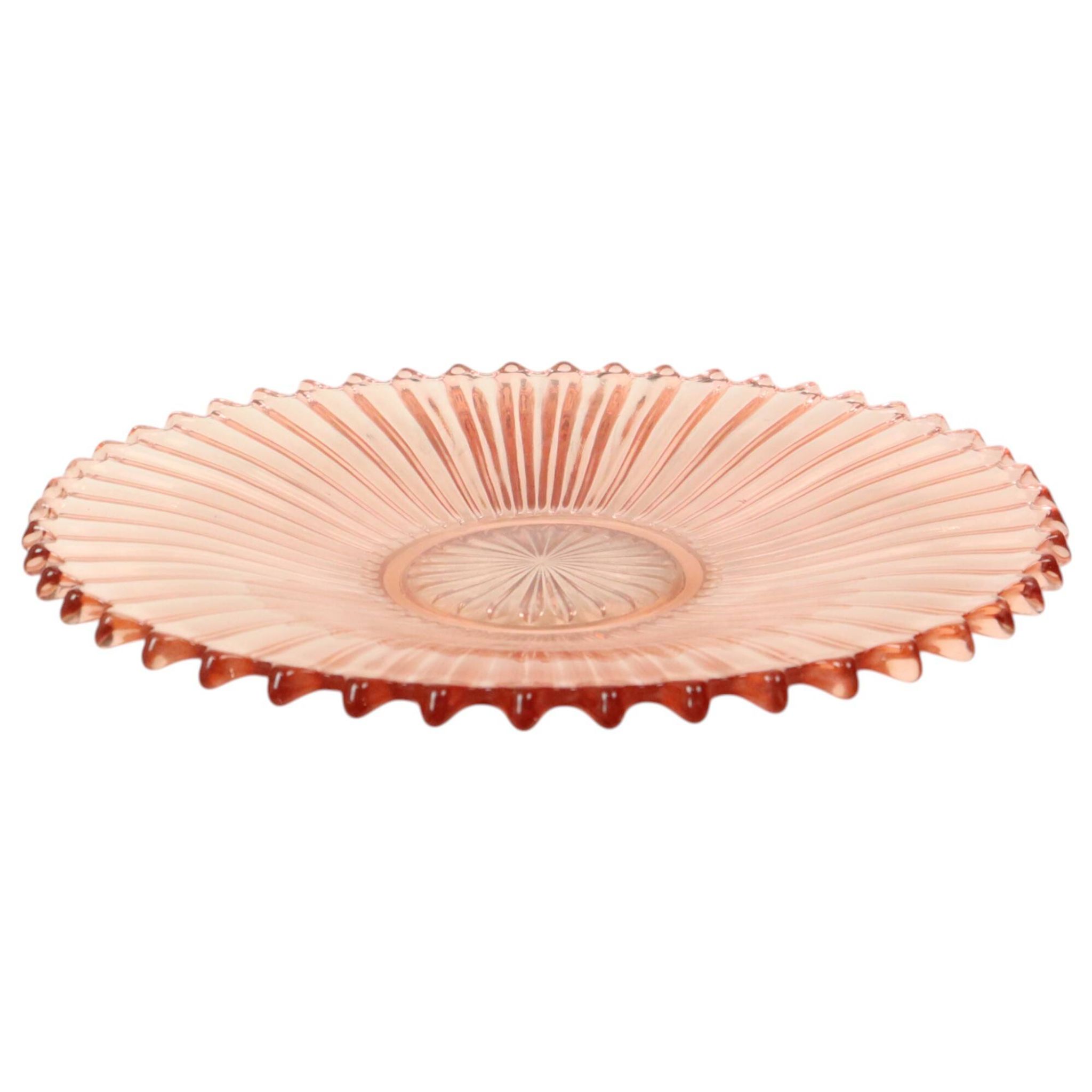 Art Deco Fruit Bowl Pink Pressed Glass Depression Glass 30cm