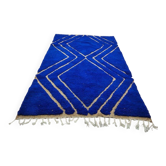 Tapis artisanal bleu décoré 250cmx200cm