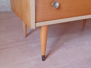 Vintage light wood chest of drawers from the 1970s.