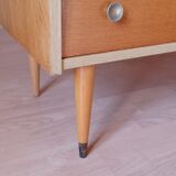 Vintage light wood chest of drawers from the 1970s.